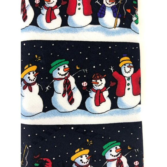 Yule Tie Greetings Polyester Mens Christmas Snowman Tie Multicolor Necktie - Picture 2 of 6